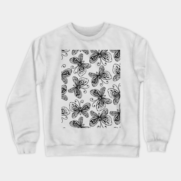 Doodle butterflies pattern Crewneck Sweatshirt by katerinamk